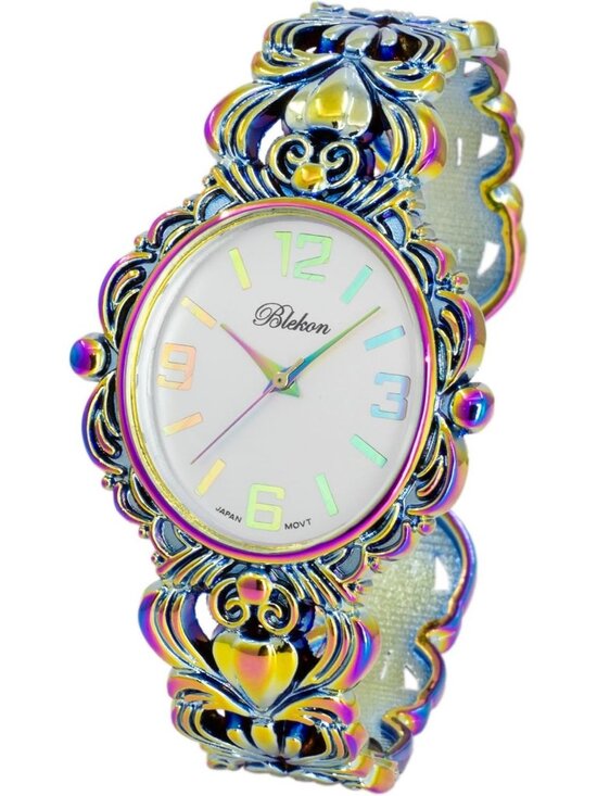 Accessories - Women's Iridescent 35mm Case Egyptian Style Concho Cuff Bangle Quartz Watches
